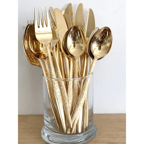 Carlyle Other - Golden Bouquet 24 kt Gold Electroplate 24 Pieces Flatware & Serving 1980’s